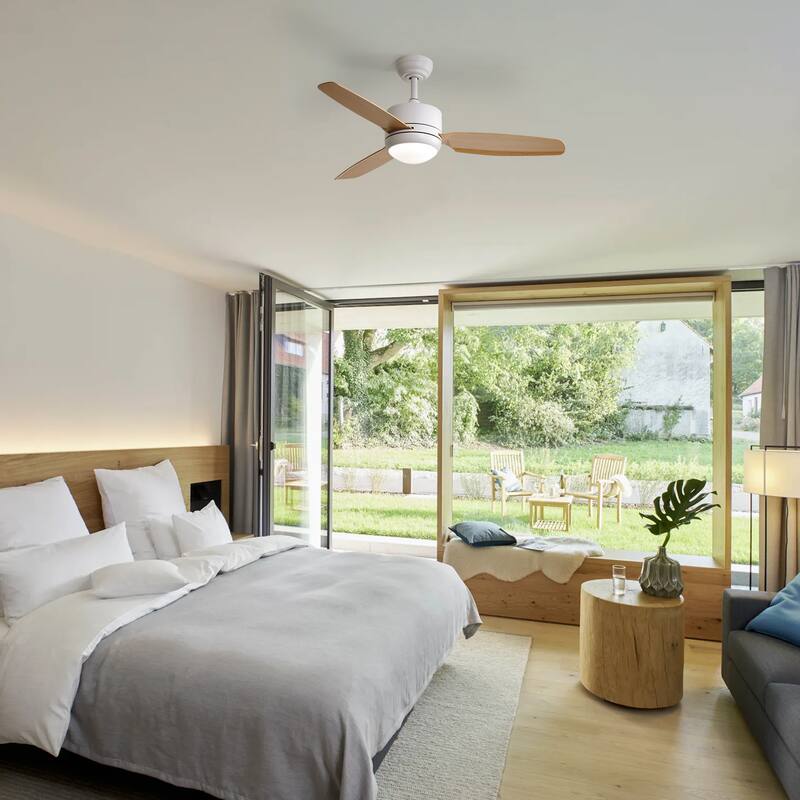 Sofucor 46 Inch Ceiling Fans with Light,Small Indoor/Outdoor,Remote Control,3 ABS Blades