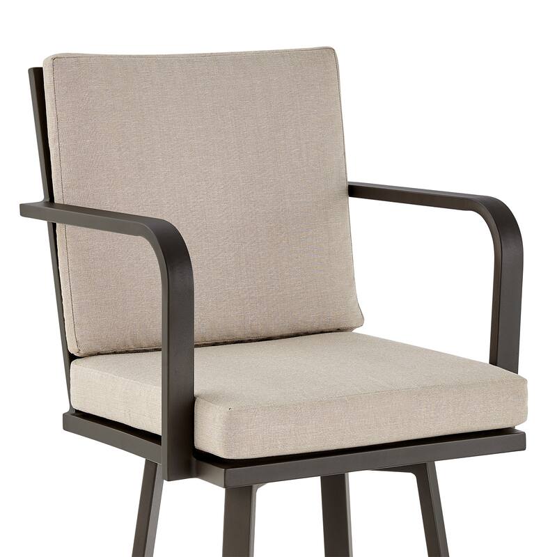 Don Aluminum Outdoor Patio Counter Height Swivel Bar Stool with Cushions