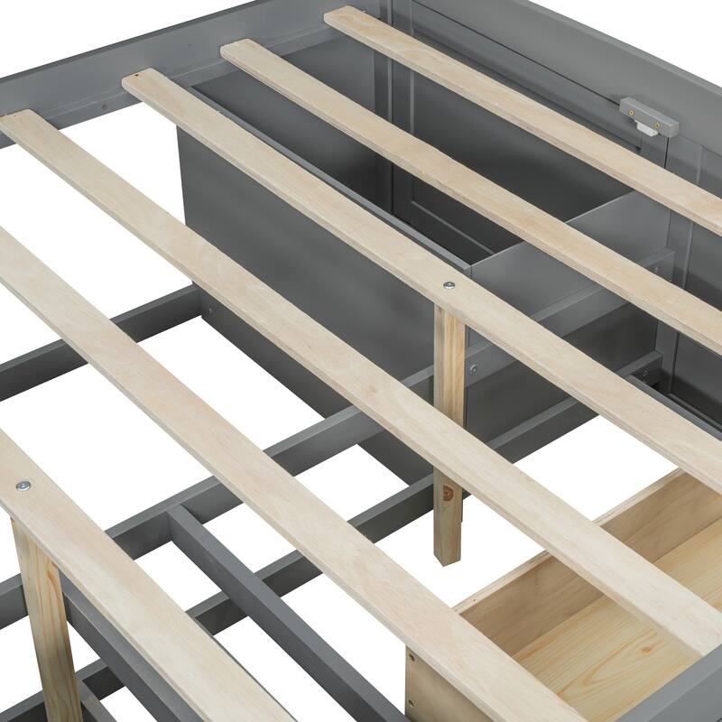 Wood Daybed with 2 Bedside Cabinets