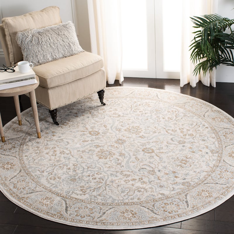 SAFAVIEH Isabella Pietra Traditional Oriental Rug - 6'7" Round - Cream/Beige - Round