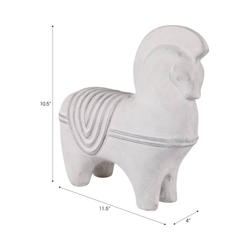 Pottery Horse Figurine Timeless Decorative Sculpture - 11" Ivory - 11.5" x 4" x 10.5"