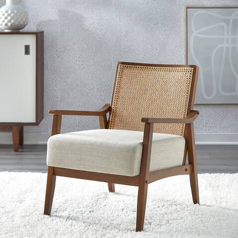 Lifestorey Serena Cane and Solid Wood Accent Chair