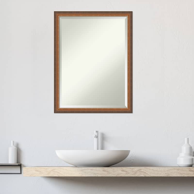 Two Tone Beveled Wood Framed Bathroom Vanity Wall Mirror
