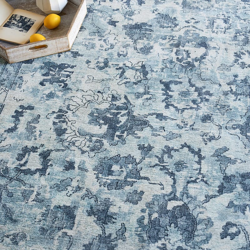 EXQUISITE RUGS Dorchester Hand-loomed Wool/Bamboo Silk Navy/Blue Area Rug.