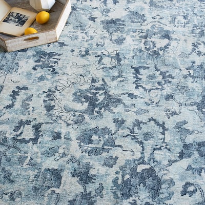 EXQUISITE RUGS Dorchester Hand-loomed Wool/Bamboo Silk Navy/Blue Area Rug.