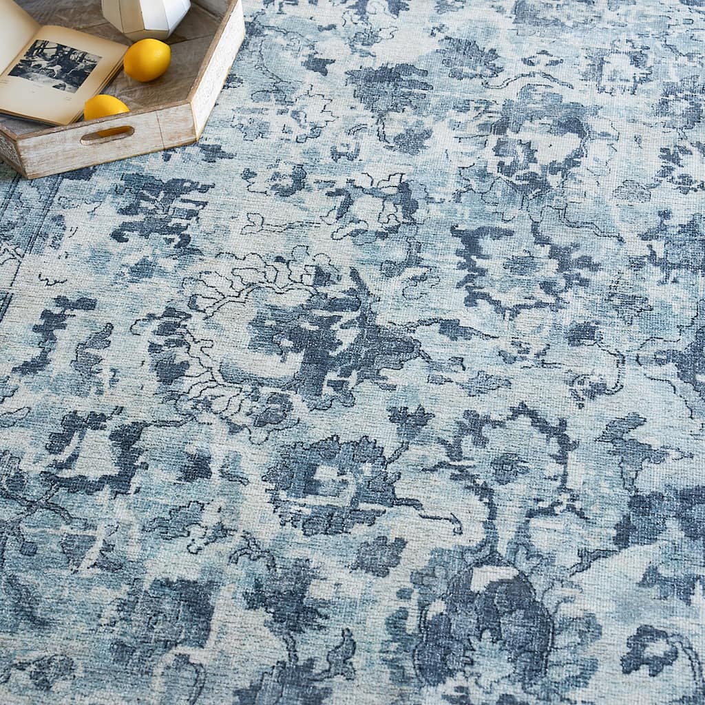 EXQUISITE RUGS Dorchester Hand-loomed Wool/Bamboo Silk Navy/Blue Area Rug.