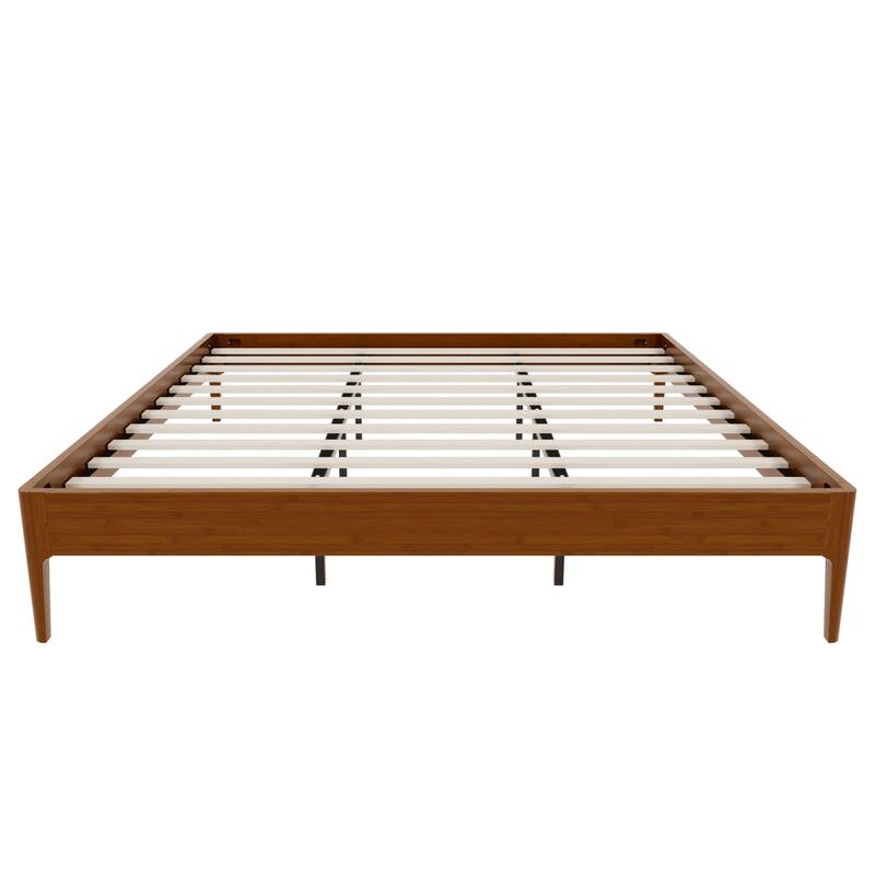 Solid Bamboo Platform Bed with Metal Support & Ample Underbed Storage by Harper&Bright Designs