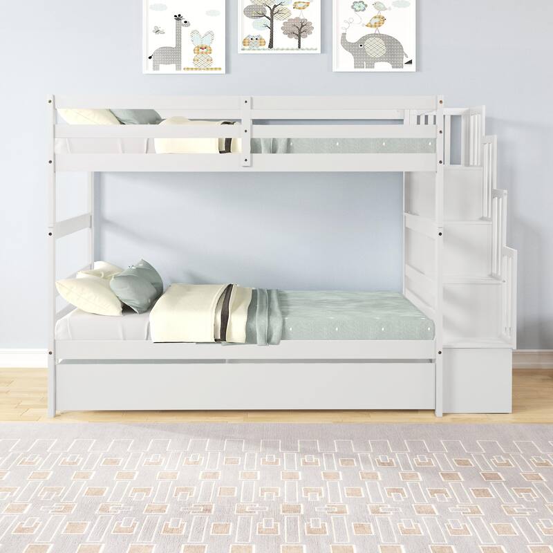Twin over Twin Bunk Beds with Stairway Storage