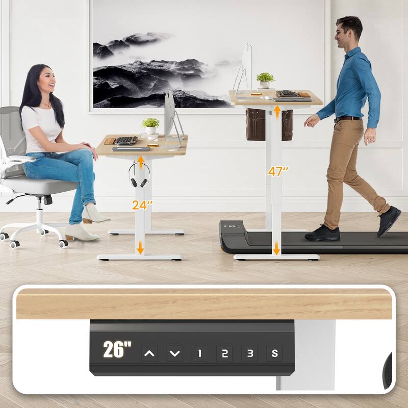 Electric Standing Desk Adjustable Height Sit Stand Home Office Desk With Splice Board