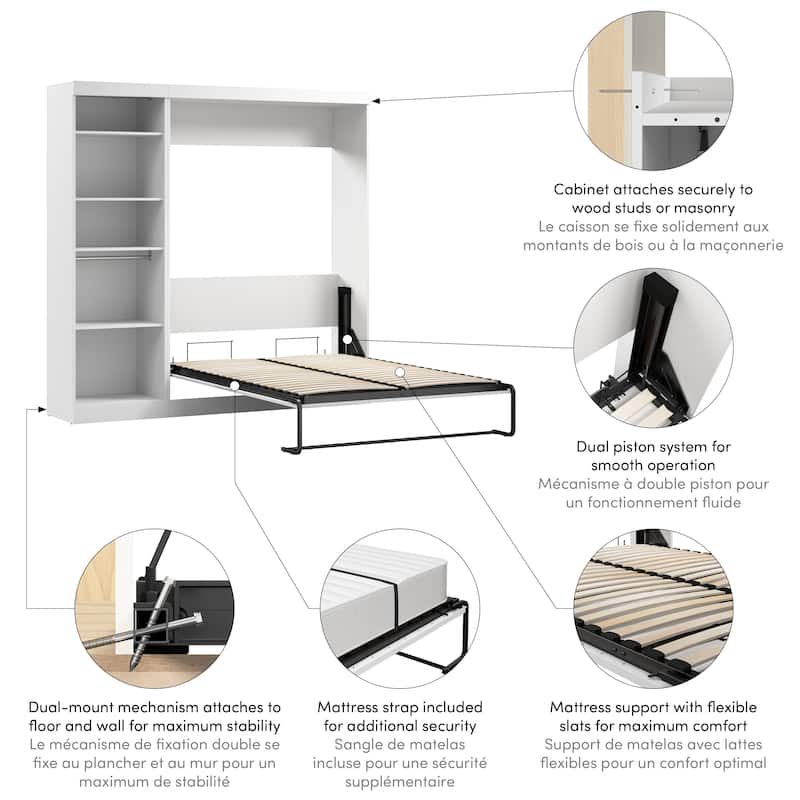 Nebula Full Murphy Bed with Closet Organizer (84W) by Bestar