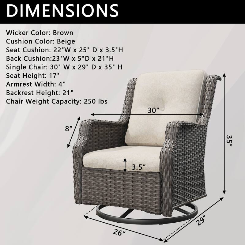 Cozywor Wicker Patio Outdoor Lounge Chair Swivel Rocking Chair
