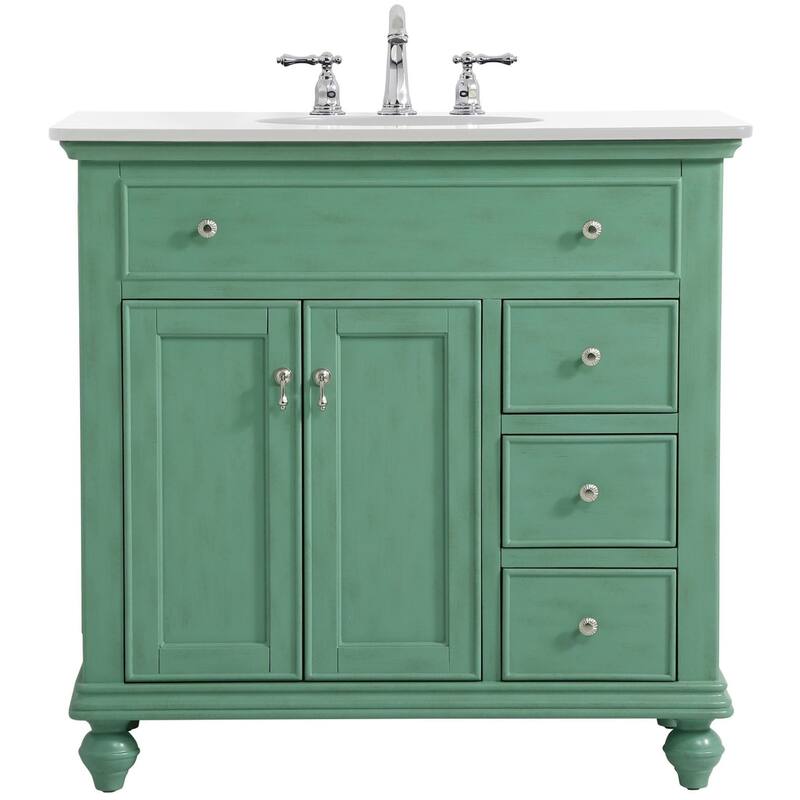 Elegant Lighting VF12336-VW Otto 36" Free Standing Single Basin Vanity - Vintage Mint - Painted