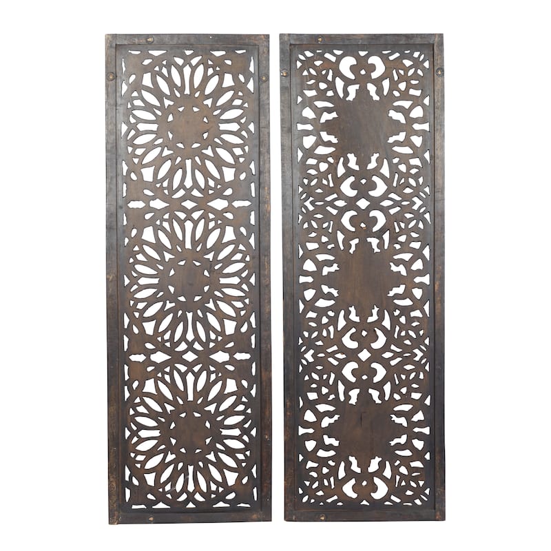 Brown MDF Traditional Wall Decor Ornamental (Set of 2)