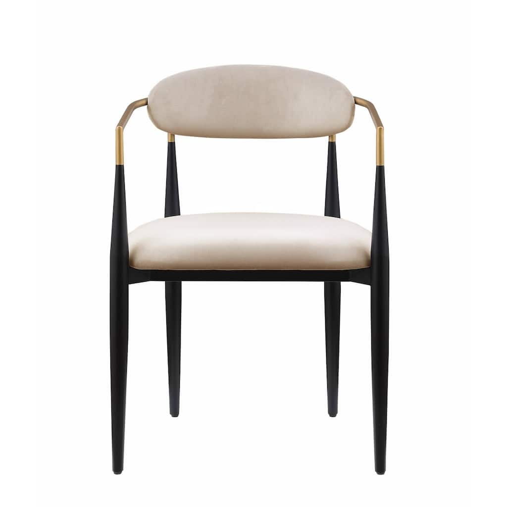 Black and Gold/Taupe Fabric Upholstered Metal Frame Dining Chair, Set of 2, Sturdy Dining Chair for Dining Rooms - 22.75