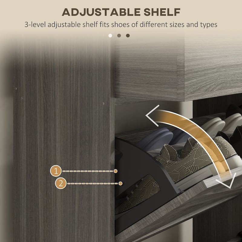 Modern Shoe Cabinet with 2 Tilt-Out Storage Drawers and Adjustable Shelves for Entryway Hallway - 31.5" W x 9.4" D x 45.3" H
