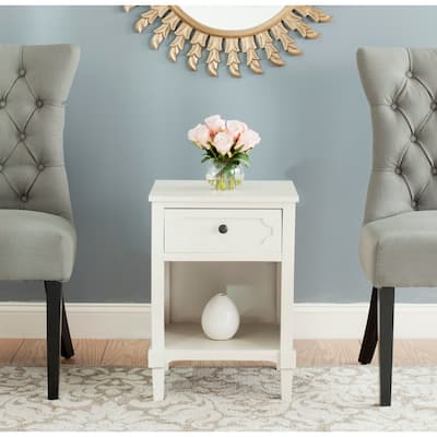 SAFAVIEH Rosaleen White Storage Side Table - 16.9" x 15" x 24"