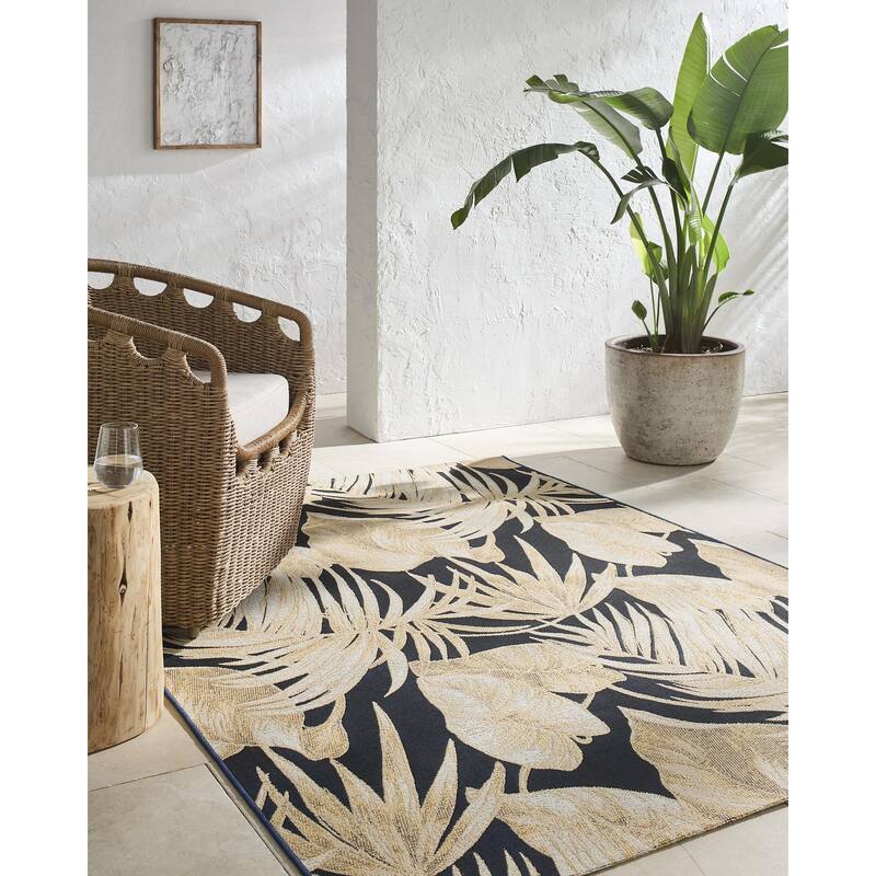Livabliss Warsaw Tropical Indoor / Outdoor Area Rug - Beige - 7'10" x 10'