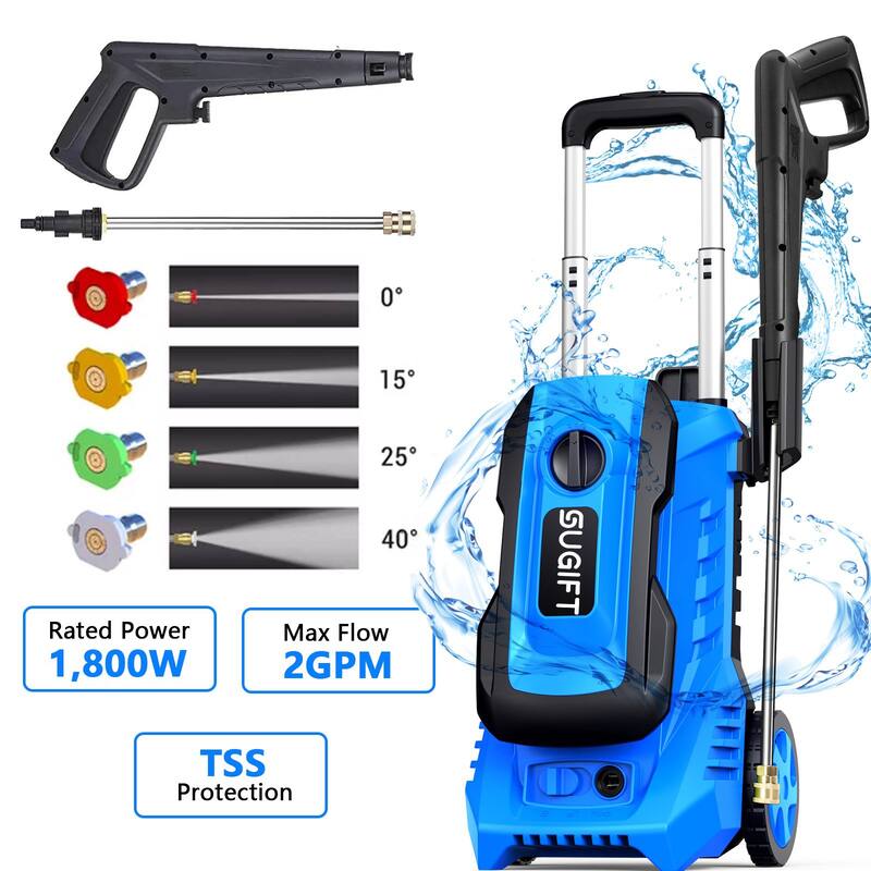 2600 Max PSI 1.8 GPM Electric High Pressure Washer, Cleans Cars/Fences/Patios - 1
