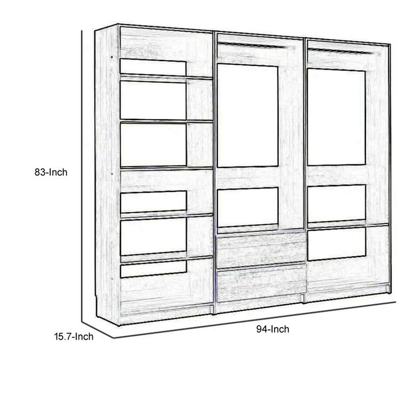 Dee Modular Closet System, 2 Clothing Racks, 6 Shelves, Dark Gray Wood