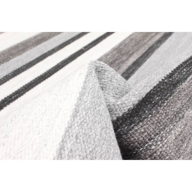 ECARPETGALLERY Flat-Weave Ankara FW Dark Grey Wool Kilim - 5'2 x 7'8