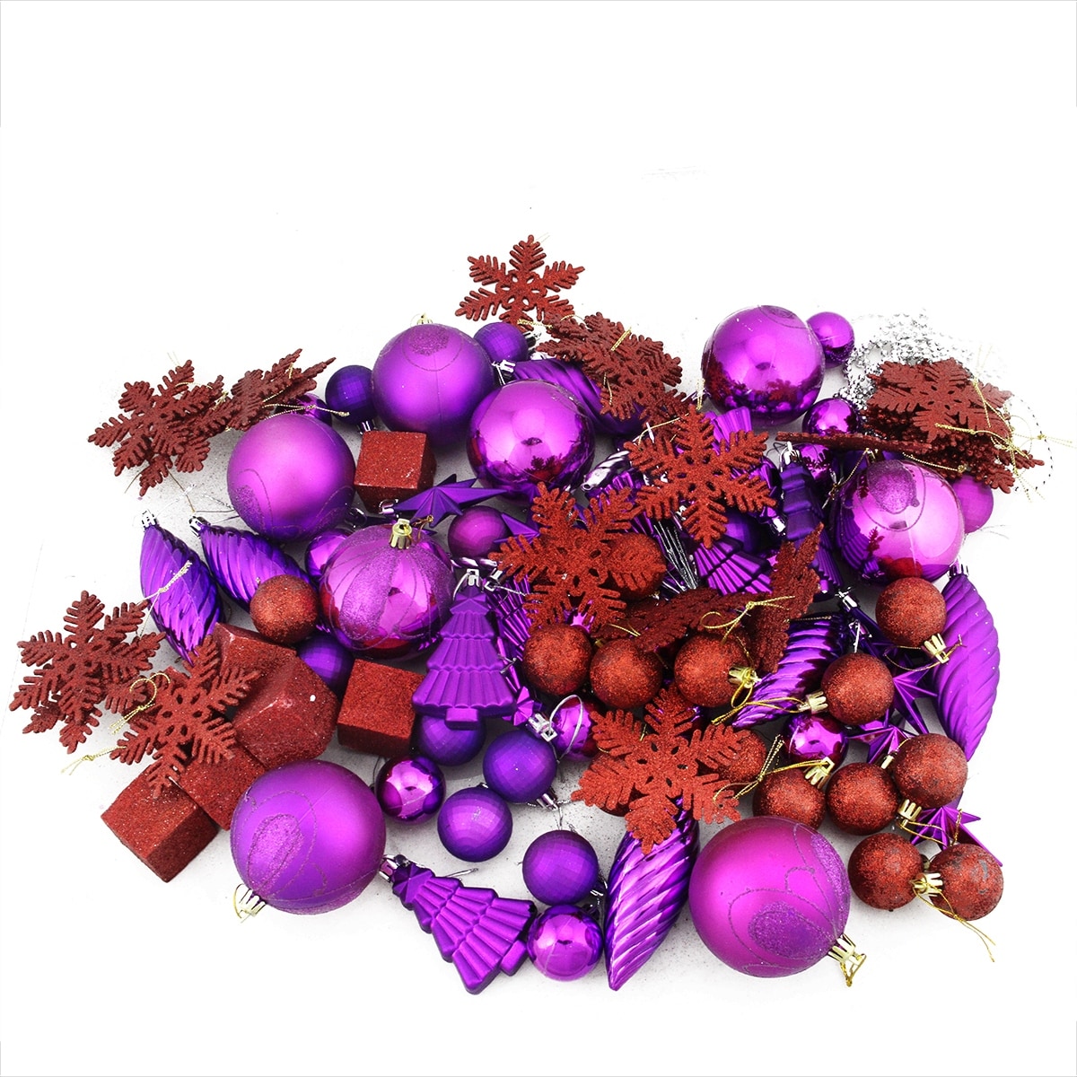 Shop 125ct Purple And Red Shatterproof 3 Finish Christmas