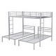 preview thumbnail 11 of 13, Full over Twin&Twin Size Bunk Bed with Built-in Shelf and Full-length Guardrail, Space-efficient, Silver