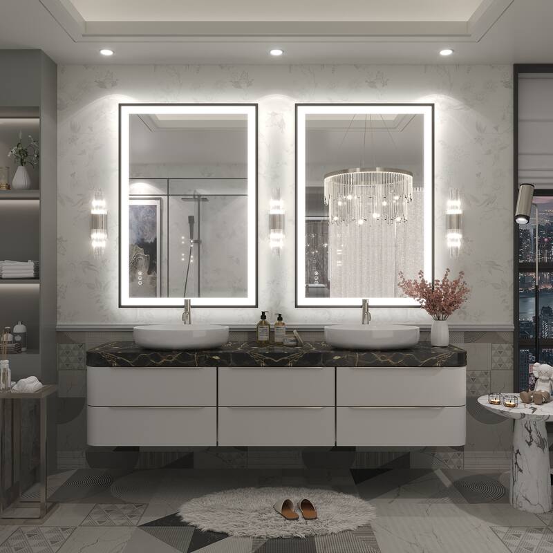 Extra Large Black Frame LED Bathroom Vanity Mirror with 3 Years Warranty and UL Certified