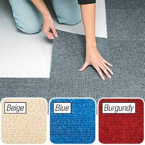 Berber Carpet Tiles Set of 10 Blue By Jumbl