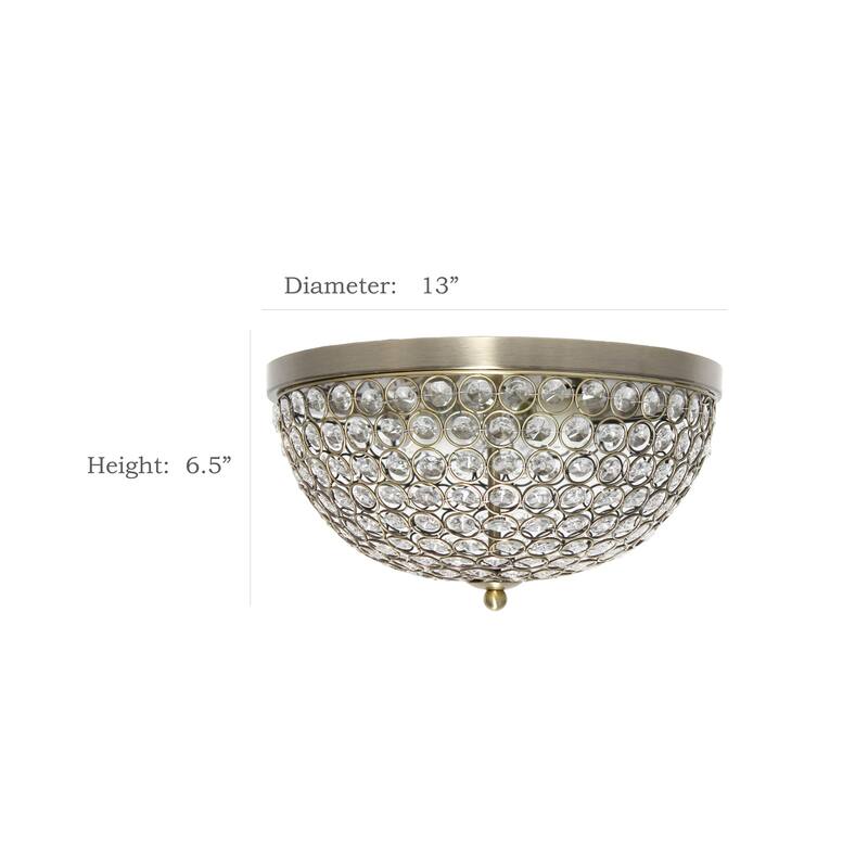 HomeStock 13" Metal Flush Mount Ceiling Light 2-Pack - Antique Brass Bowl Shade Fixture - 13