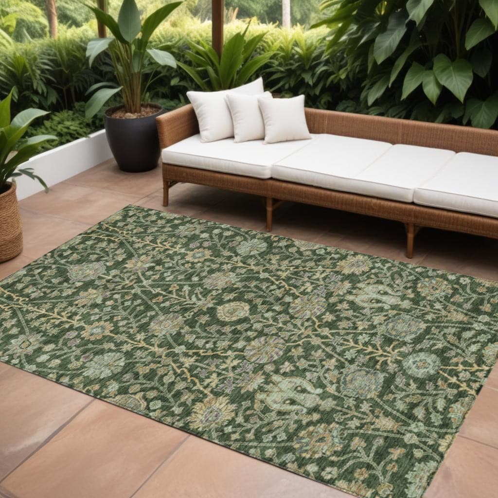HomeRoots Floral Transitional Rectangle Outdoor Rug