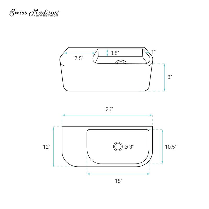 Carre 25" Solid Surface Oval Wall-Mounted Sink In Matte White - 25