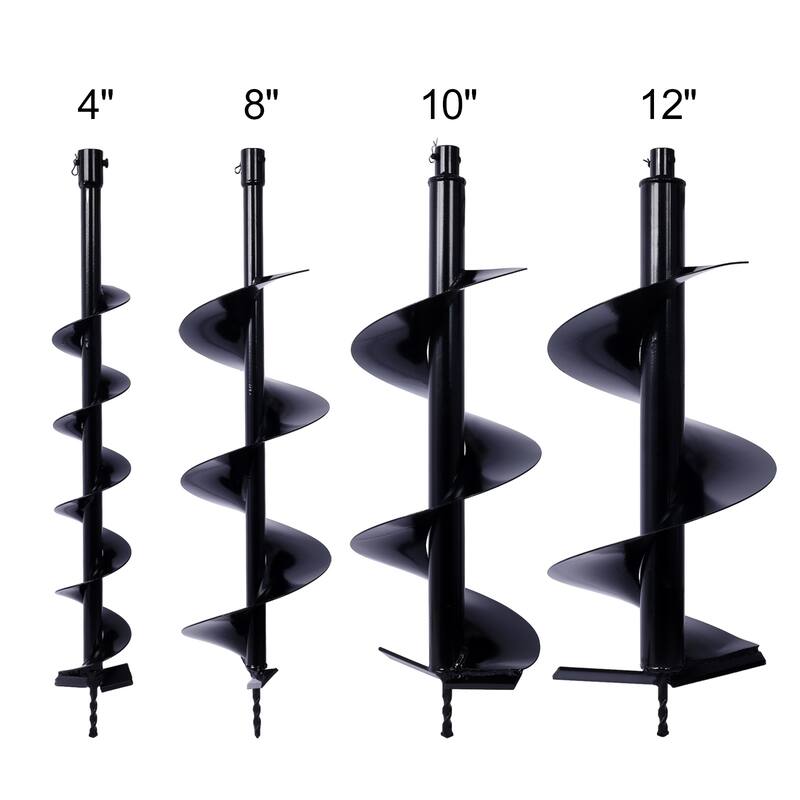 Set of 4 Auger Drill Bit for Planting Hole - Black