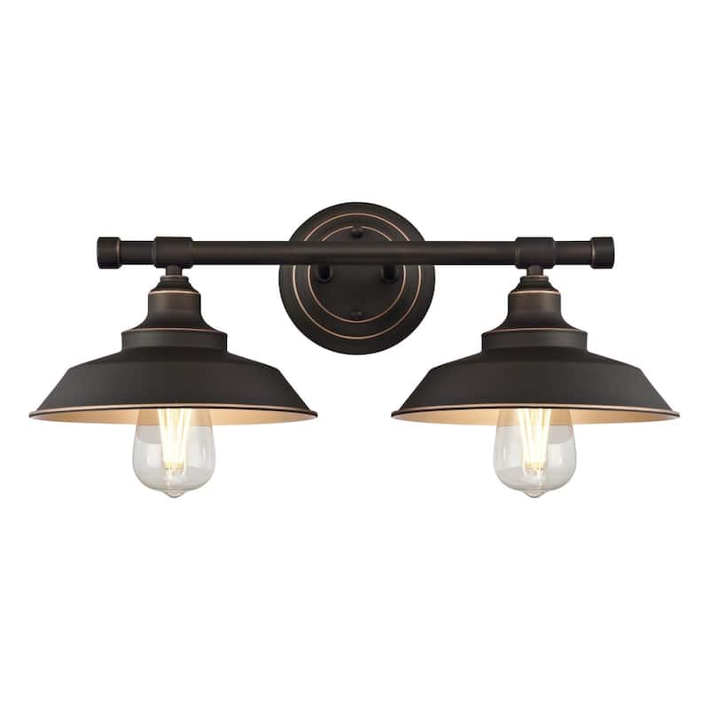 Westinghouse Lighting Iron Hill Two-Light Indoor Wall Fixture - 2-Light - Oil Rubbed Bronze with Highlights