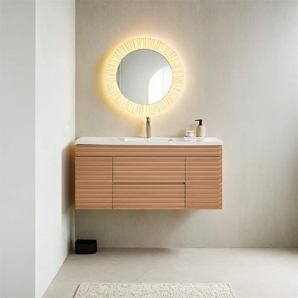 48" Wall Mounted & Floating Single Vanity with Ceramic Sink