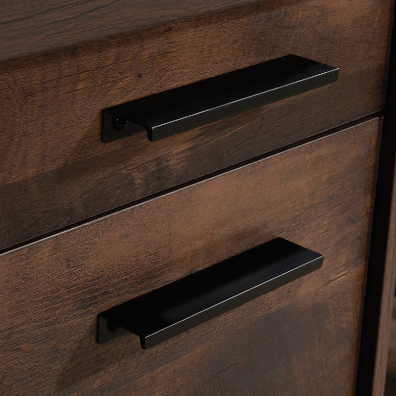 Wood Modern Computer Desk with Spacious Desktop and 4 drawers, Brown