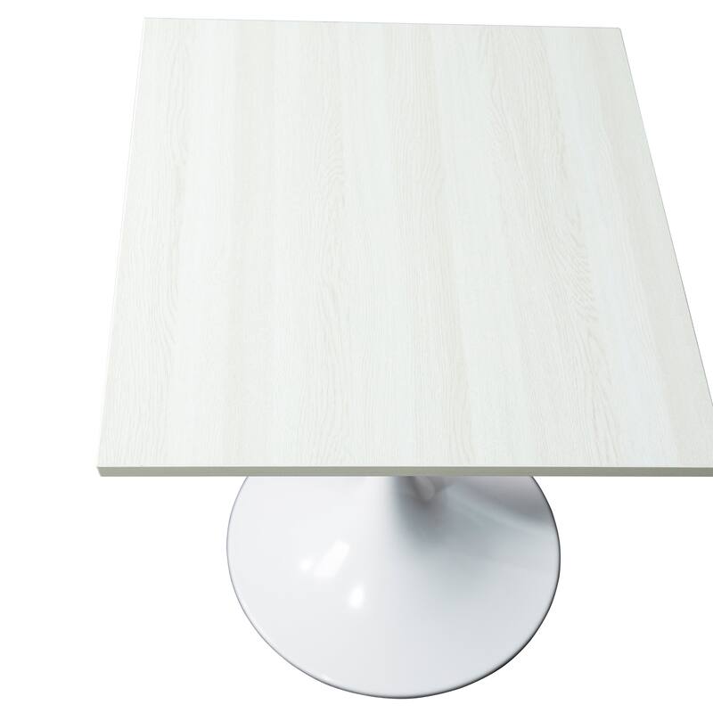 Verve 43 in. Tall Bar Height Dining Table Square MDF Wood Tabletop in White Stainless Steel Pedestal Base Accent Bar Table