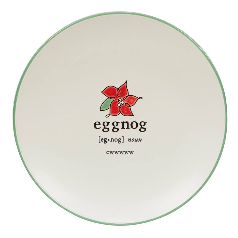 Certified International Christmas Fun Green Sayings 8.5" Dessert Plates, Set of 6 Assorted Designs - 8.5-inch