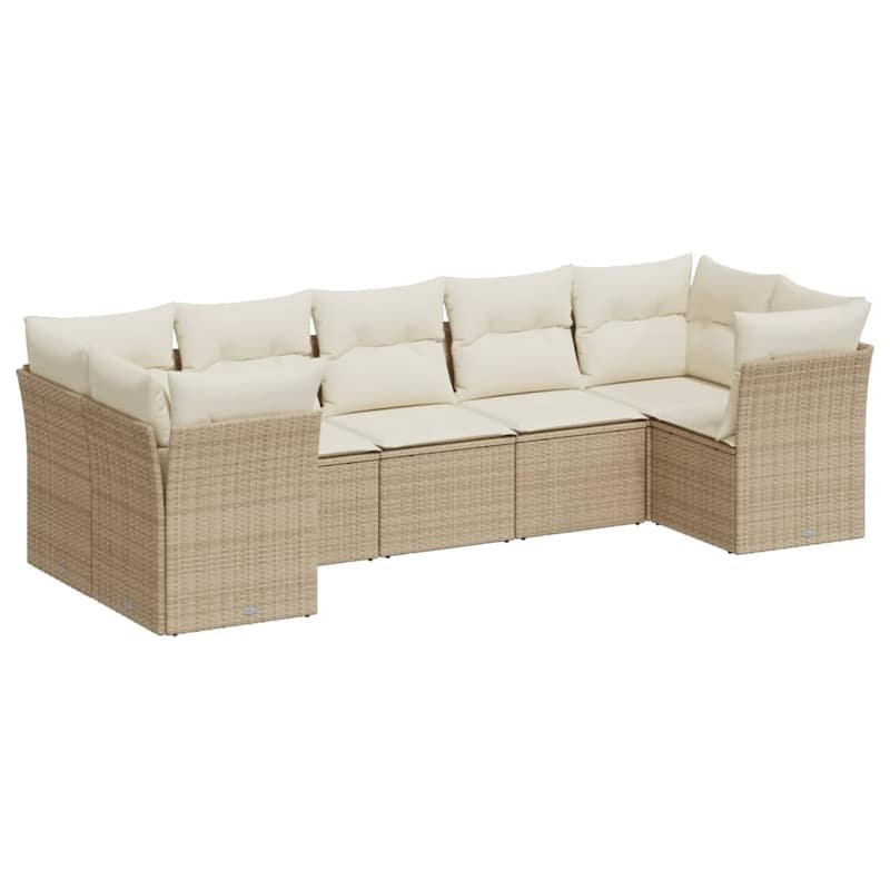 vidaXL Patio Sofa Set with Cushions Outdoor Furniture 7 Piece Poly Rattan - 24.4 x 24.4 x 27.2