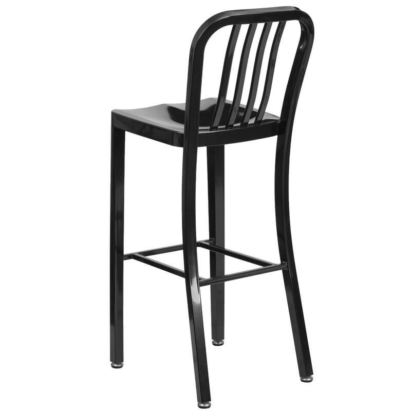 30'' High Metal Indoor-Outdoor Barstool with Vertical Slat Back