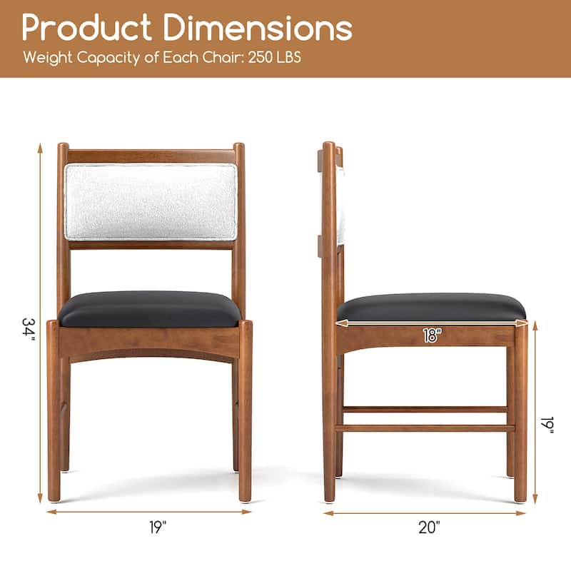 Gymax Wooden Dining Chair Set of 4 w/ Rubber Wood Frame Faux Leather