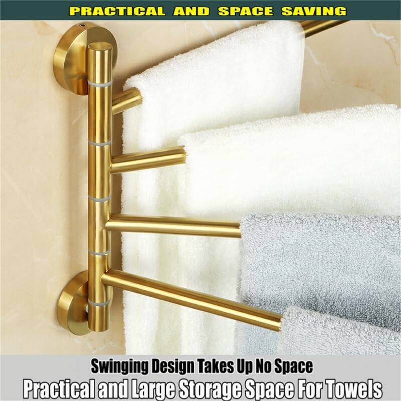 Folding Hand Towel Bar 4 Bars Arm Towel Holder Towel Hanger for Bathroom Wall Mount