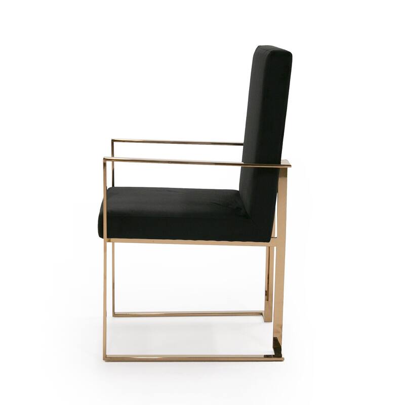 Modrest Trea Modern Black Velvet & Rosegold Dining Chair