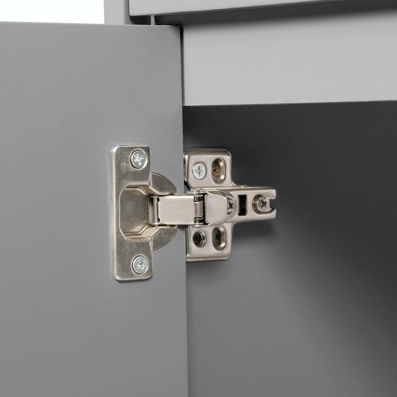 59.3" Double Sink Bathroom Vanity with SMC Top, MDF Cabinet with Solid Wood Frame & Soft-Close Doors