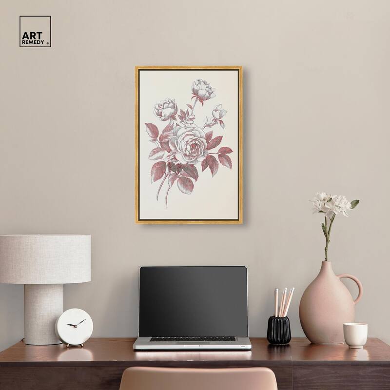 Breezy Red Pencil Blooms II Canvas by Art Remedy