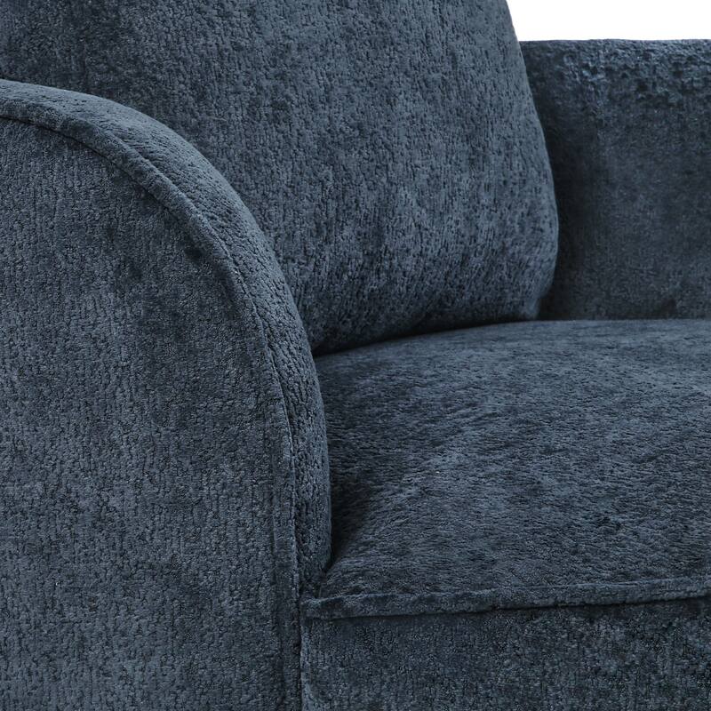 Modern Set of 2 Chenille Wooden Swivel Barrel Chair Upholstered Ergonomic Design