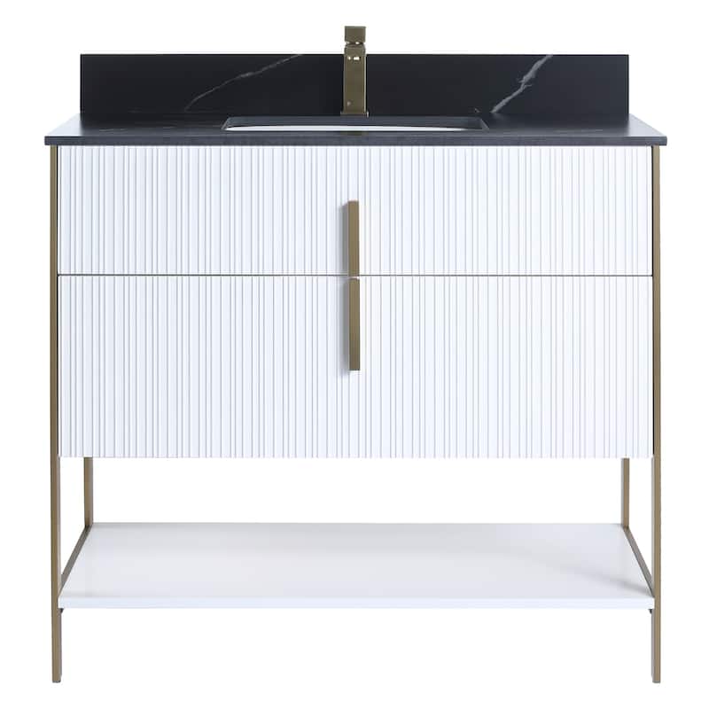 Fine Fixtures Serenity Modern Bathroom Vanity with Black Sintered Stone Top