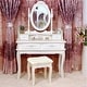 preview thumbnail 1 of 8, Rotation White Mirror Dressing Vanity Table Makeup Desk with Stool - (29.52 x 15.75 x 56.1)"