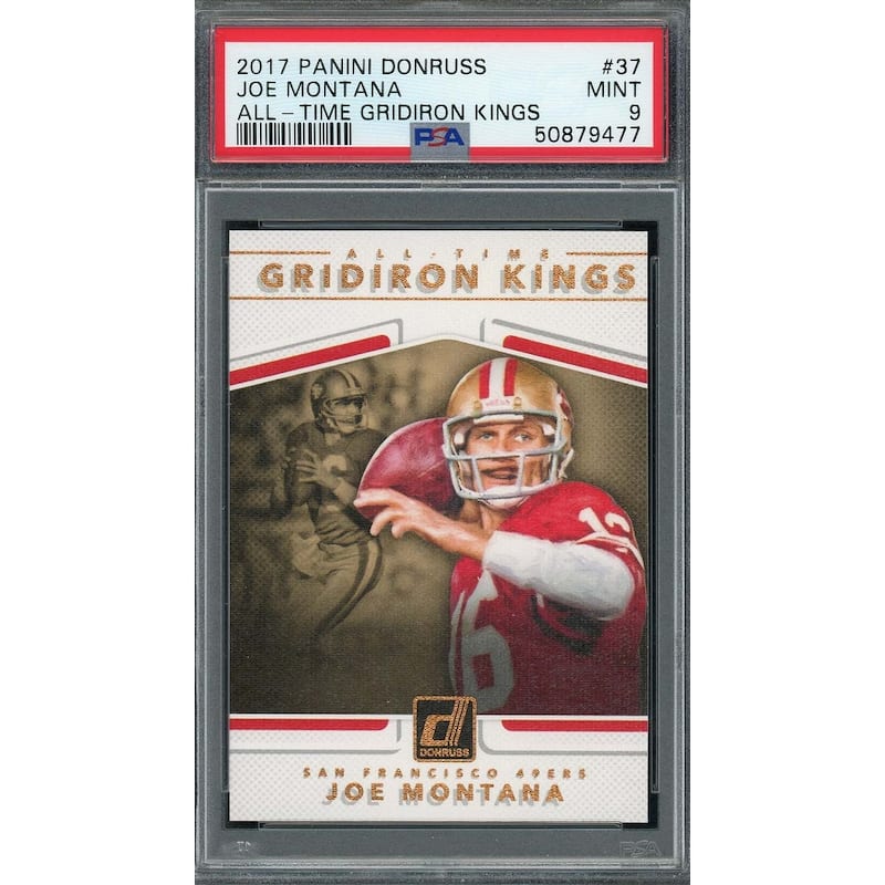 Joe Montana 2017 Panini Donruss All Time Gridiron Kings Football Card #37 PSA 9 - 8'6" x 11'6"