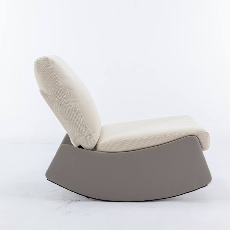 Corduroy Rocking Recliner Chair with Adjustable Back & Ottoman