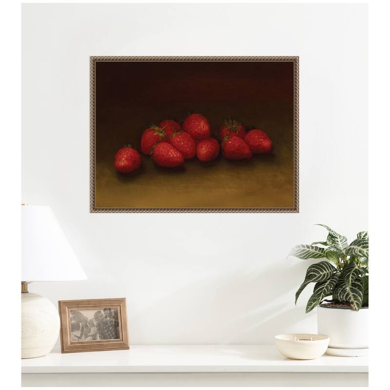 Kate and Laurel Strawberries no date George Henry Hall by Nostalgia Prints Framed Canvas Wall Art Print